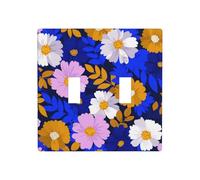 Plaque murale à double interrupteur à bascule Motif floral printanier Blanc/rose/marron Taille standard - 11,4 x 11,4 cm