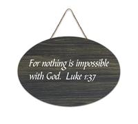Plaque murale à suspendre avec inscription « For Nothing Is Impossible with God. Luke 1:37 » - En bois rustique - Décoration murale moderne - Pour bureau, nouvelle maison - Cadeau - 15,2 x 25,4 cm