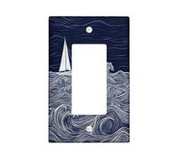 Plaque murale abstraite pour interrupteur à voile nautique - 1 interrupteur à bascule unique - Plaque électrique pour chambre à coucher, salle de bain, bateau amusant et cool - Taille standard