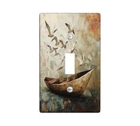 Plaque murale abstraite pour interrupteur de bateau - 1 interrupteur simple - Nature - Mouettes - Plaque électrique pour chambre à coucher et salle de bain - Plaque d'interrupteur de taille standard