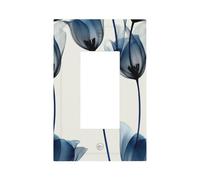 Plaque murale abstraite tulipes bleues pour interrupteur mural à bascule unique 1 gang décorateur de prise de courant pour la maison, la cuisine, la salle de bain