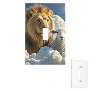 Plaque murale agneau avec nuages de lion - Plaques murales décoratives - 1 interrupteur à bascule - Pour chambre à coucher, cuisine, salon