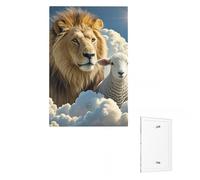Plaque murale agneau avec nuages de lion - Plaques murales décoratives - 1 interrupteur à bascule - Pour chambre à coucher, cuisine, salon
