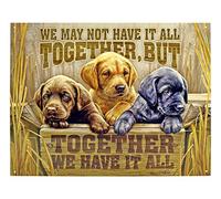 Plaque murale amusante 30,5 x 20,3 cm - Décoration murale « Together We Have it All Labrador Puppies » - 30,5 x 20,3 cm - Pour chambre, maison, bière et café - Vintage