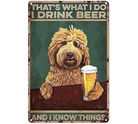 Plaque murale amusante en métal avec inscription « That's What I Do I Drink Beer and I Know Things » - Décoration murale vintage en métal - Décoration murale vintage - Décoration en métal - 20,3 x