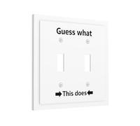 Plaque murale amusante pour interrupteur - Design « Guess What This Do » - Plaque murale à bascule à 2 interrupteurs - Décoration fantaisie avec vis assorties - Bord moderne - 12,7 x 12,4 cm