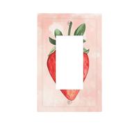 Plaque murale aquarelle fraise sur rose doux pour interrupteur mural à bascule unique 1 gang décorateur de prise de courant pour la maison, la cuisine, la salle de bain