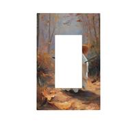 Plaque murale avec chapeau de sorcière, fantôme et balai dans les bois, plaque murale à bascule unique, 1 gang décorateur de prise de courant pour la maison, la cuisine, la salle de bain