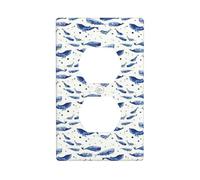 Plaque murale avec impression de petite baleine bleue pour salle de bain, cuisine