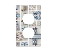 Plaque murale avec imprimé de bouteille, coquillage, étoile de mer, phare, prise électrique, plaque d'interrupteur pour salle de bain et cuisine