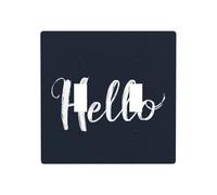 Plaque murale avec inscription « Hello On » - Bleu marine - 11,4 x 11,4 cm