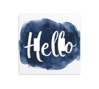 Plaque murale avec inscription « Hello On Navy Blue Cloud » - 11,4 x 11,4 cm