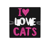Plaque murale avec inscription « I Love Cats » - Motif cœur rose - 11,4 x 11,4 cm