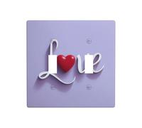 Plaque murale avec inscription « Love » en forme de cœur rouge - 11,4 x 11,4 cm