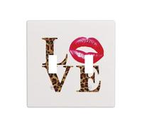 Plaque murale avec inscription « Love in Bold Leopard » - Motif léopard - 11,4 x 11,4 cm