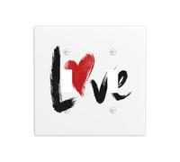 Plaque murale avec inscription « Word Love » - Cœur rouge minimaliste - 11,4 x 11,4 cm
