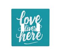 Plaque murale avec interrupteur à bascule Love Lives Here On Turquoise Taille standard - 11,4 x 11,4 cm