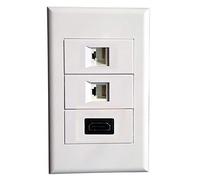 Plaque Murale avec modules RJ45 + RJ11 + HDMI Connecteurs de Prise/Prise téléphonique Support Mural pour Couvercle de système de câblage