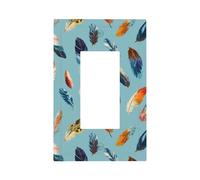 Plaque murale avec plusieurs plumes sur lumière bleue - Plaque murale à bascule unique - Décoration pour la maison, la cuisine, la salle de bain