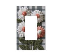 Plaque murale brodée à motif de petite fleur sur plaque murale à carreaux pour décoration de maison, cuisine, salle de bain