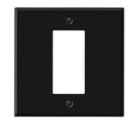 Plaque murale CFCI à bascule centrale en métal noir, 2 voies avec appareil centré, taille standard 11,4 x 11,6 cm, bascule, couvercle de sortie duplex, fabriquée aux États-Unis, résistante à la