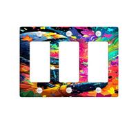 Plaque murale colorée pour interrupteur d'interrupteur astronaute, thème de l'espace vibrant pour décoration de chambre, plaque murale thermoplastique, taille standard à 3 interrupteurs
