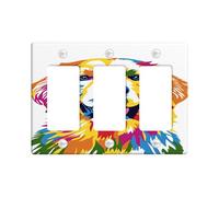 Plaque murale colorée pour interrupteur en forme de chien, motif animal vif pour décoration d'intérieur, plaques murales thermoplastique, plaque murale à 3 interrupteurs de taille standard