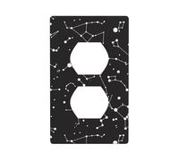 Plaque murale de prise de courant pour appareil duplex avec impression de constellation de divination étoilée.