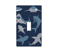 Plaque murale décorative 1 gang imprimée de requin océan, taille standard, interrupteur et couvercle de prise en polycarbonate incassable