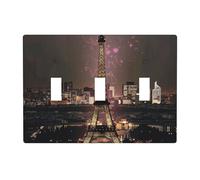 Plaque murale décorative 3 interrupteurs à bascule Motif Tour Eiffel Paris