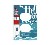 Plaque murale décorative à 1 interrupteur - Aquarelle avec phare nautique - Pour chambre à coucher, salon