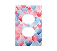 Plaque murale décorative à 1 interrupteur - Bleu et rose - Motif cœur d'amour - Pour chambre à coucher, salon