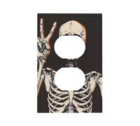 Plaque murale décorative à 1 interrupteur - Motif tête de mort squelette en V - Pour chambre à coucher, salon