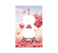 Plaque murale décorative à 1 interrupteur - Tour Eiffel romantique - Cœur d'amour rose - Pour chambre à coucher, salon