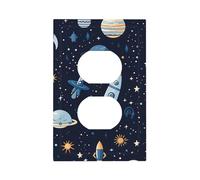 Plaque murale décorative à 1 prise duplex - Plaque murale décorative - Rocket Planet - Vaisseau spatial - Pour chambre à coucher, salon