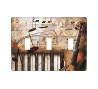 Plaque murale décorative à 3 interrupteurs à bascule, avec notes de musique, piano et violon