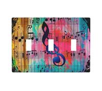 Plaque murale décorative à 3 interrupteurs à bascule, motif notes de musique