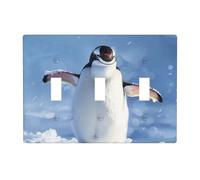 Plaque murale décorative à 3 interrupteurs à bascule, motif pingouin mignon