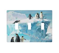 Plaque murale décorative à 3 interrupteurs à bascule, motif pingouin sur l'iceberg
