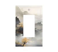 Plaque murale décorative à bascule 1 gang - Peinture à l'encre de style chinois - Pin de montagne - Pour décoration de chambre à coucher, salon