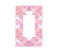 Plaque murale décorative à bascule 1 gang - Rose et beige - Motif écossais - Cœur d'amour - Pour chambre à coucher, salon