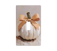 Plaque murale décorative à bascule simple pour cuisine, ferme, chambre à coucher, salle de bain - Citrouille blanche avec nœud en satin