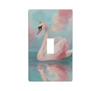 Plaque murale décorative à bascule simple pour cuisine, ferme, chambre à coucher, salle de bain - Motif cygne avec petite couronne dorée - Rose pâle