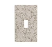 Plaque murale décorative à bascule simple pour cuisine, ferme, chambre à coucher, salle de bain - Motif de vigne damassée beige