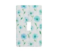 Plaque murale décorative à bascule simple pour cuisine, ferme, chambre à coucher, salle de bain - Motif marguerites blanches et bleu pâle