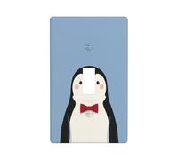 Plaque murale décorative à bascule simple pour cuisine, ferme, chambre à coucher, salle de bain Motif pingouin avec nœud papillon