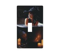 Plaque murale décorative à bascule simple pour cuisine, ferme, chambre à coucher, salle de bain - Sorcière dans une vieille baignoire