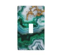 Plaque murale décorative à bascule simple pour cuisine, ferme, chambre à coucher, salle de bain - Vert émeraude et agate blanche - Veines dorées