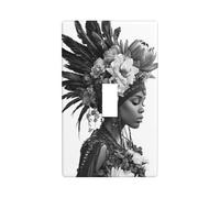 Plaque murale décorative à bascule unique pour cuisine, ferme, chambre à coucher, salle de bain - Femme africaine avec fleurs