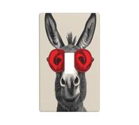 Plaque murale décorative à bascule unique pour cuisine, ferme, chambre à coucher, salle de bain - Motif âne portant des lunettes de soleil rouges